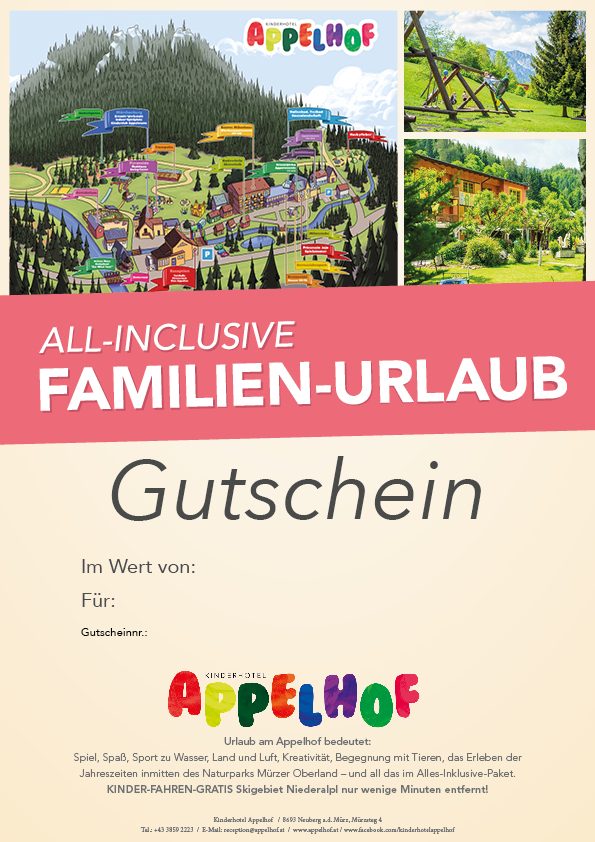 Appelhof Gutschein Vorlage — All-Inclusive Familien-Urlaub
